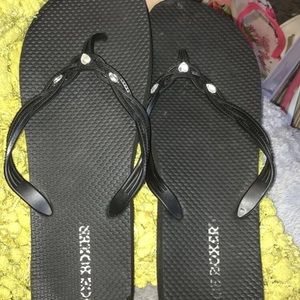 Black flip flops